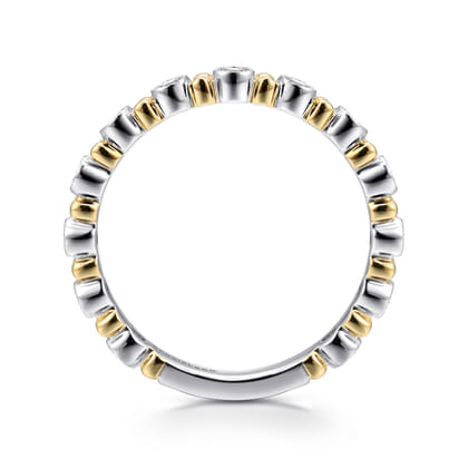 14K White and Yellow Gold Bujukan Diamond Stackable Ring