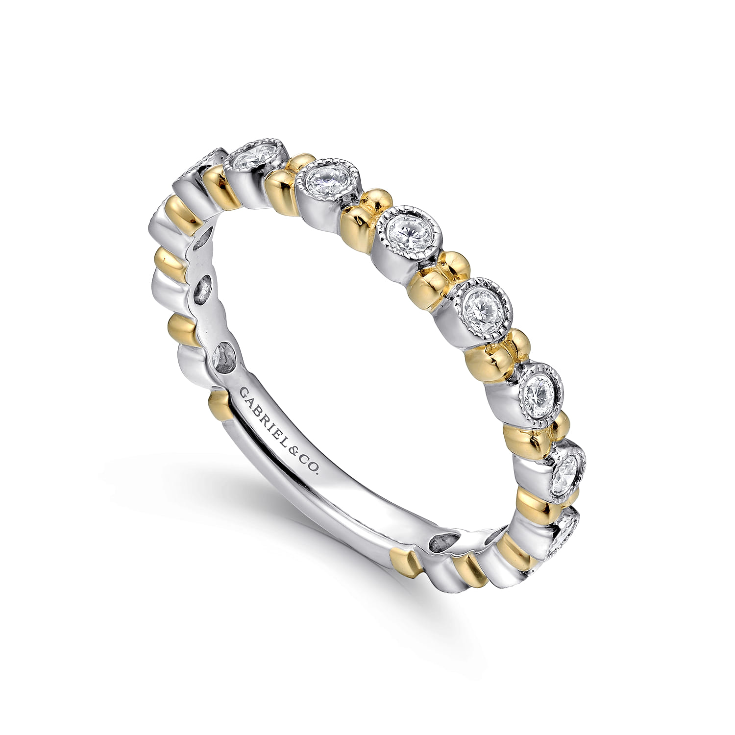 14K White and Yellow Gold Bujukan Diamond Stackable Ring - 0.23 ct - Shot 3