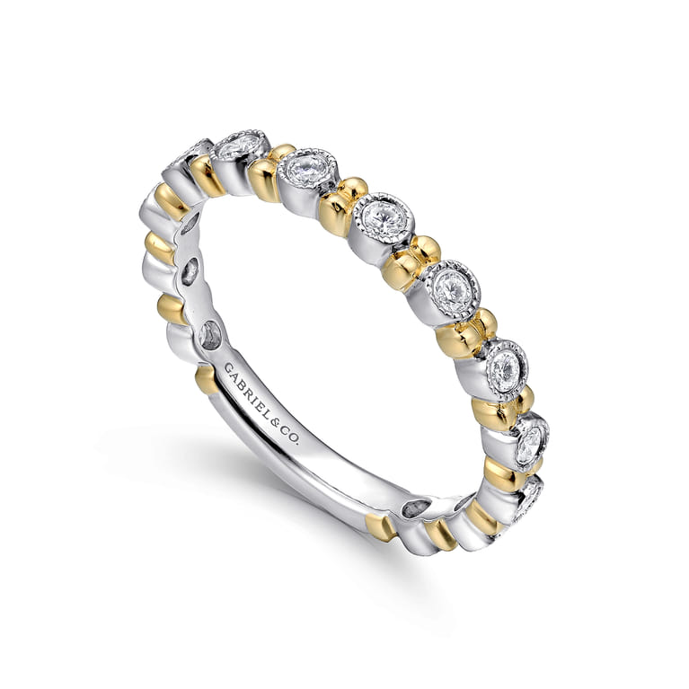 14K White and Yellow Gold Bujukan Diamond Stackable Ring - 0.23 ct - Shot 3