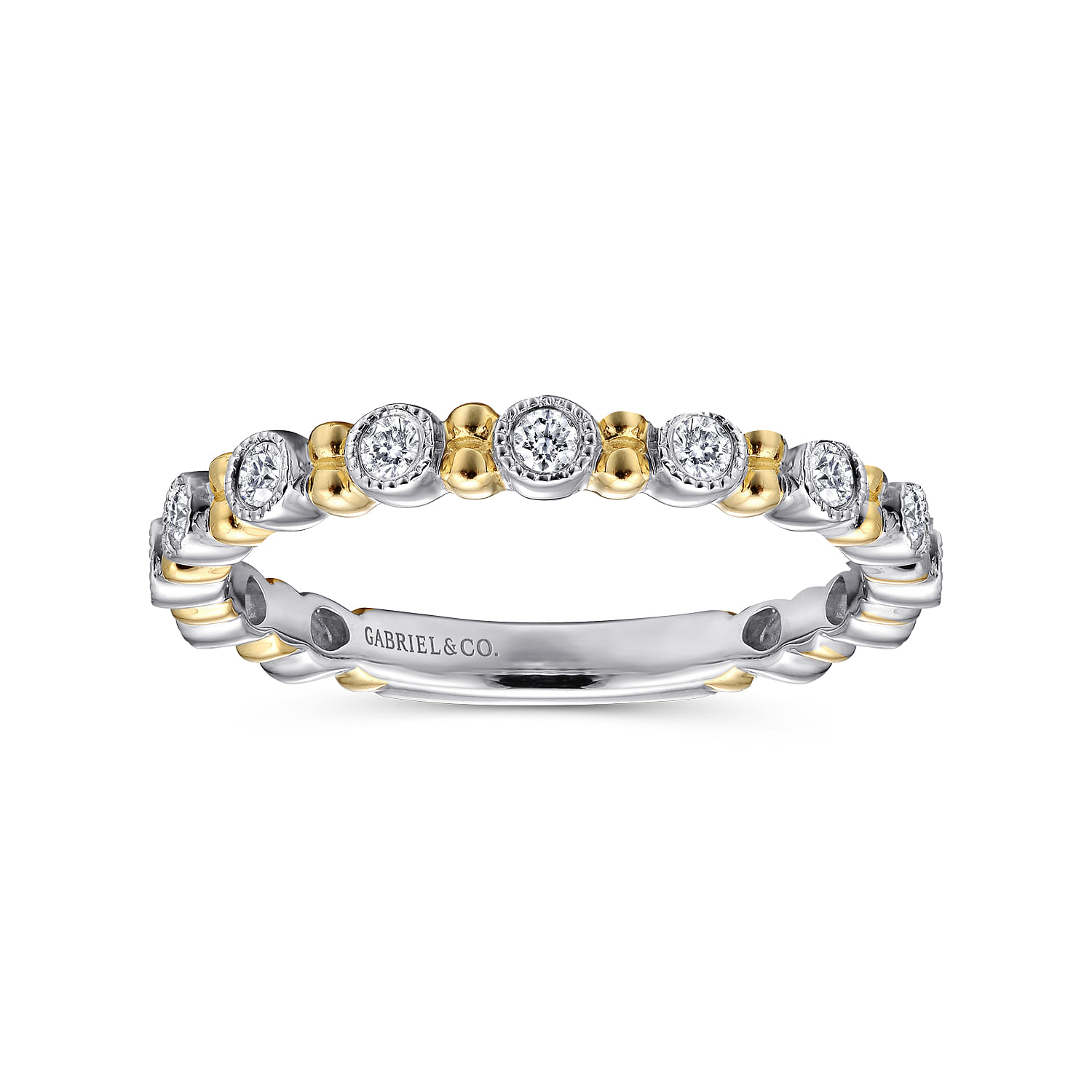 14K White and Yellow Gold Bujukan Diamond Stackable Ring - 0.23 ct - Shot 4