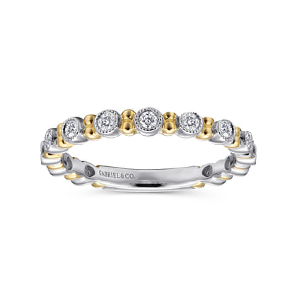 14K White and Yellow Gold Bujukan Diamond Stackable Ring