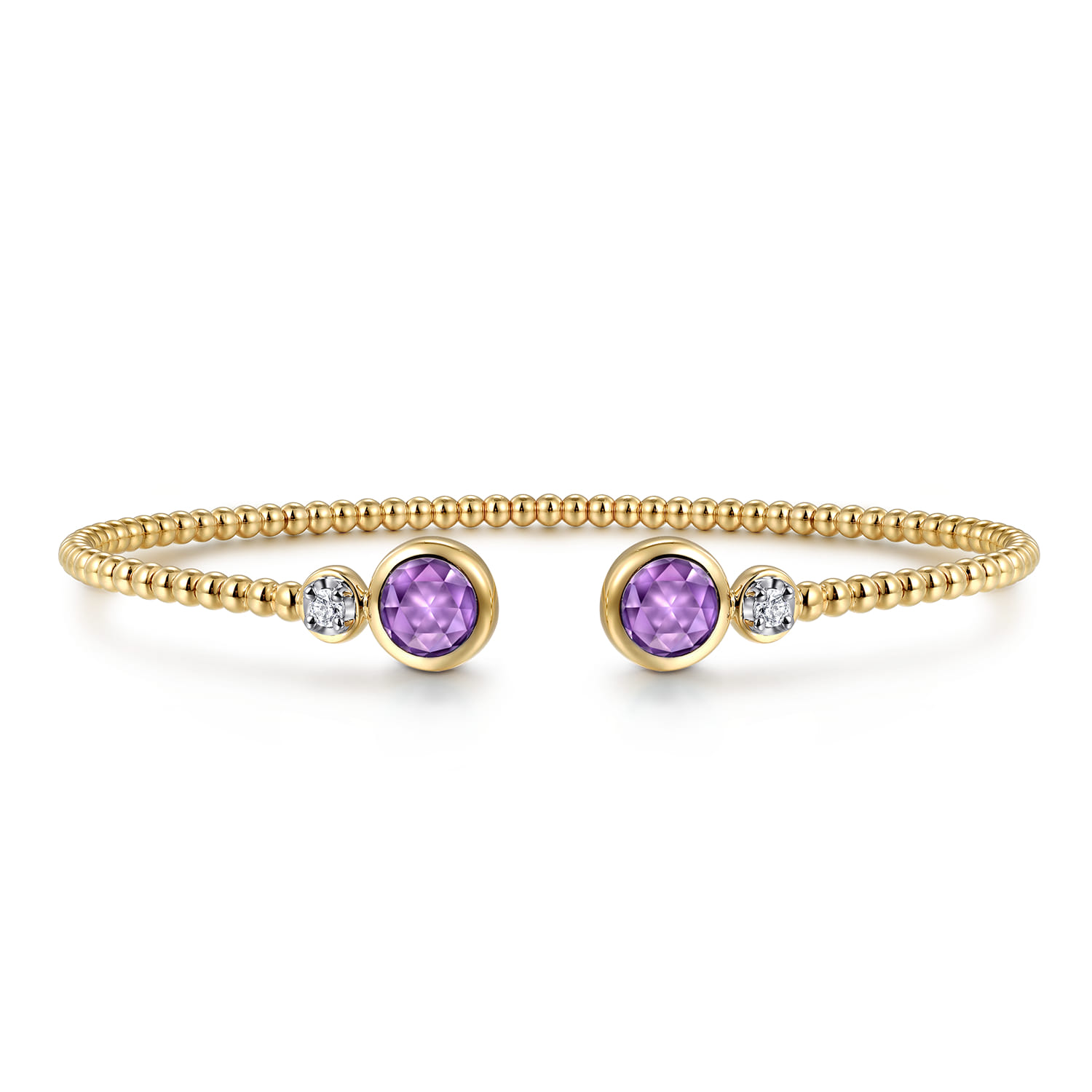 14K White and Yellow Gold Bujukan Diamond and Amethyst Bangle - 0.09 ct - Shot 1