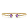 14K White and Yellow Gold Bujukan Diamond and Amethyst Bangle - 0.09 ct