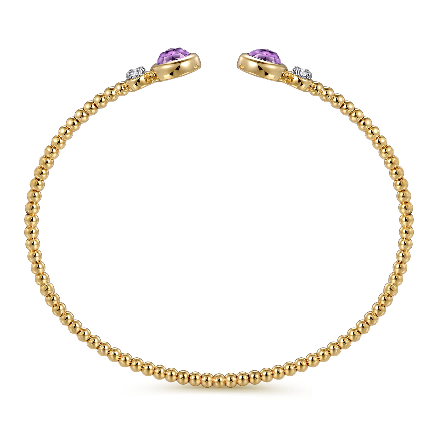 14K White and Yellow Gold Bujukan Diamond and Amethyst Bangle - 0.09 ct - Shot 3