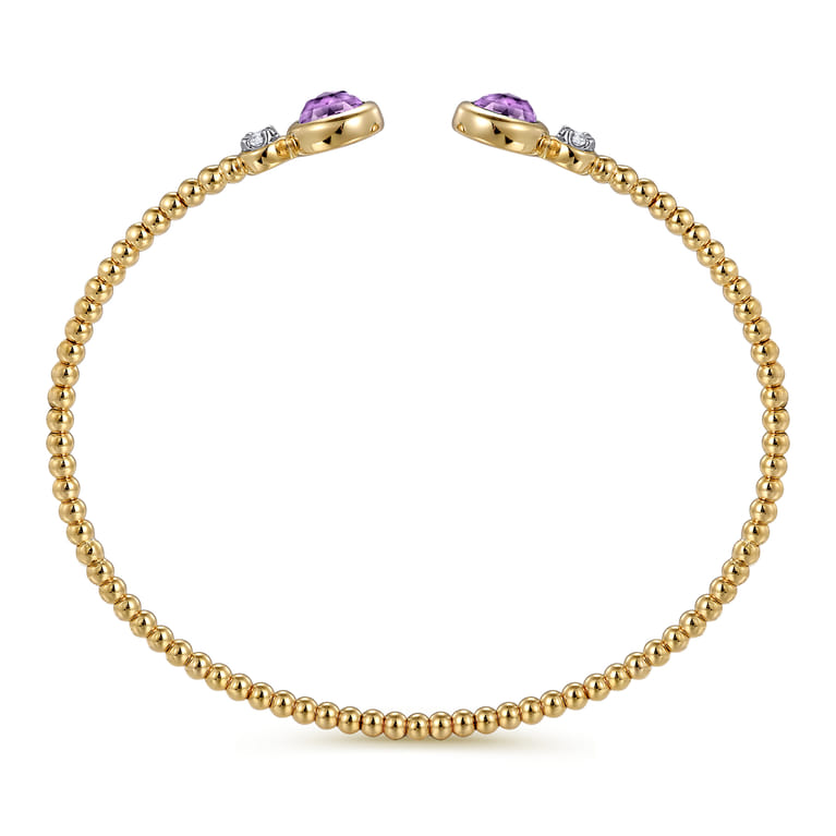 14K White and Yellow Gold Bujukan Diamond and Amethyst Bangle - 0.09 ct - Shot 3