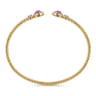 14K White and Yellow Gold Bujukan Diamond and Amethyst Bangle - 0.09 ct