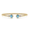 14K White and Yellow Gold Bujukan Diamond and Blue Topaz Bangle - 0.09 ct