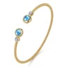 14K White and Yellow Gold Bujukan Diamond and Blue Topaz Bangle - 0.09 ct