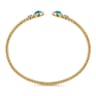 14K White and Yellow Gold Bujukan Diamond and Blue Topaz Bangle - 0.09 ct