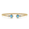14K White and Yellow Gold Bujukan Diamond and Blue Topaz Bangle - 0.09 ct