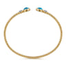 14K White and Yellow Gold Bujukan Diamond and Blue Topaz Bangle - 0.09 ct