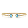 14K White and Yellow Gold Bujukan Diamond and Blue Topaz Bangle - 0.09 ct