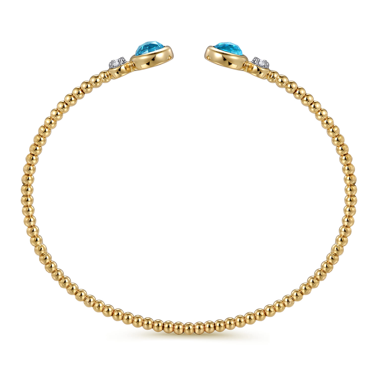 14K White and Yellow Gold Bujukan Diamond and Blue Topaz Bangle - 0.09 ct - Shot 3
