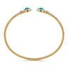 14K White and Yellow Gold Bujukan Diamond and Blue Topaz Bangle - 0.09 ct