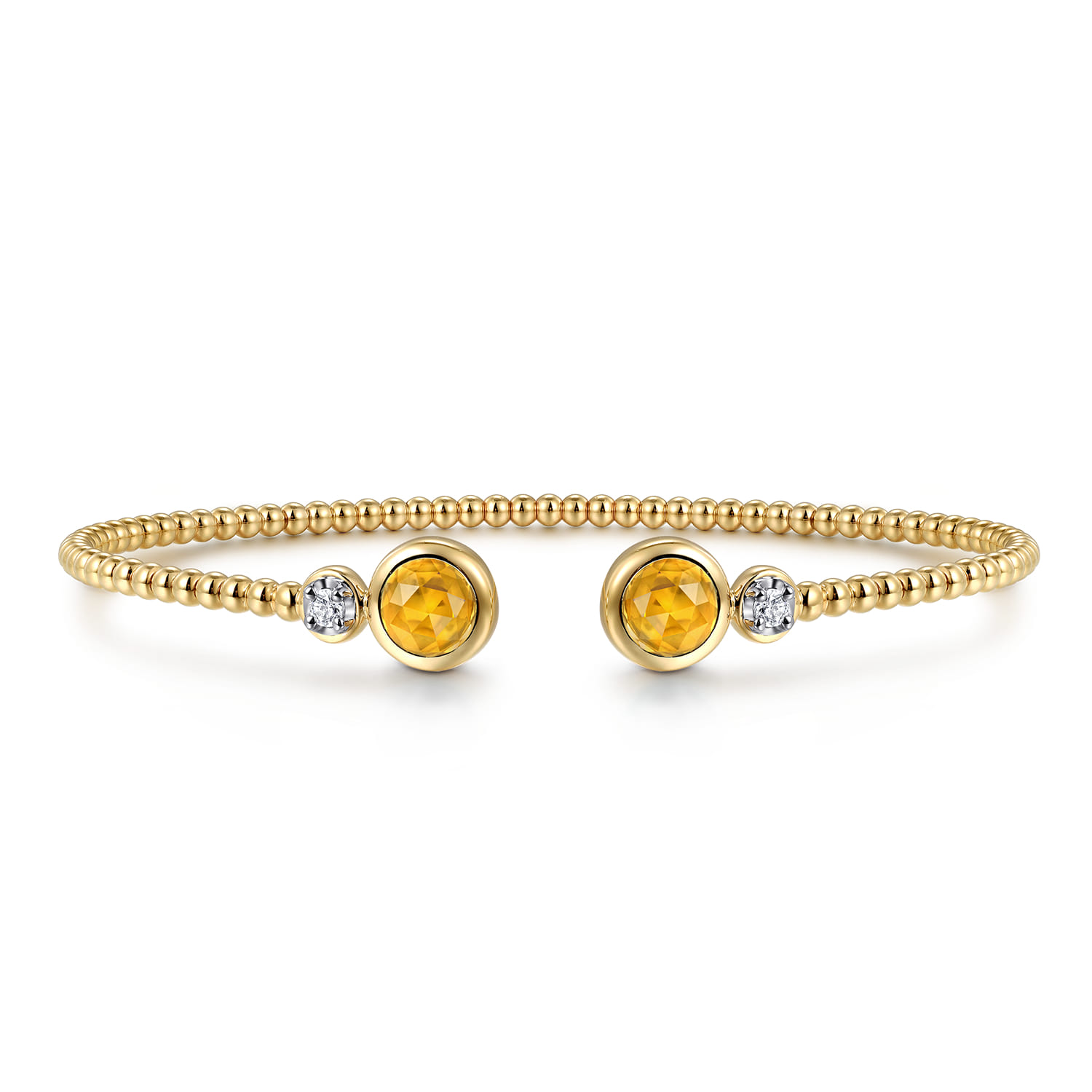 14K White and Yellow Gold Bujukan Diamond and Citrine Bangle - 0.09 ct - Shot 1