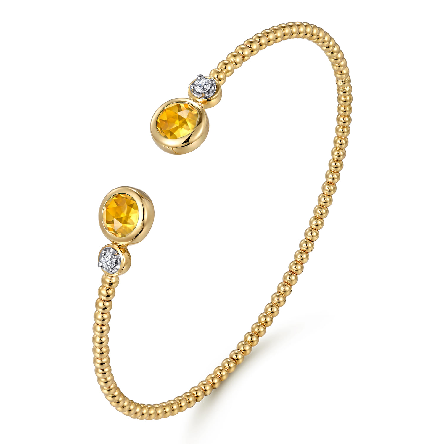 14K White and Yellow Gold Bujukan Diamond and Citrine Bangle - 0.09 ct - Shot 2