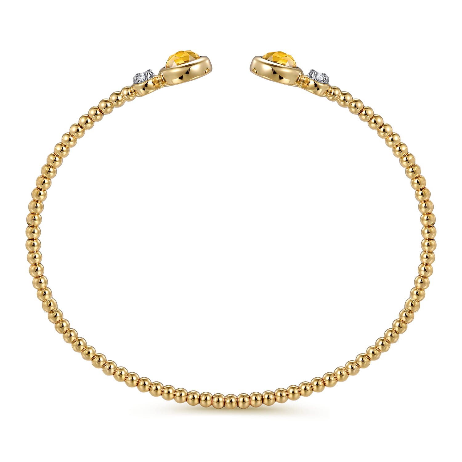 14K White and Yellow Gold Bujukan Diamond and Citrine Bangle - 0.09 ct - Shot 3