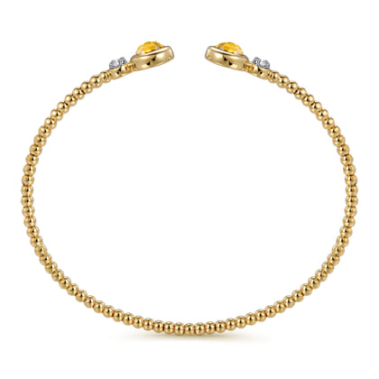 14K White and Yellow Gold Bujukan Diamond and Citrine Bangle