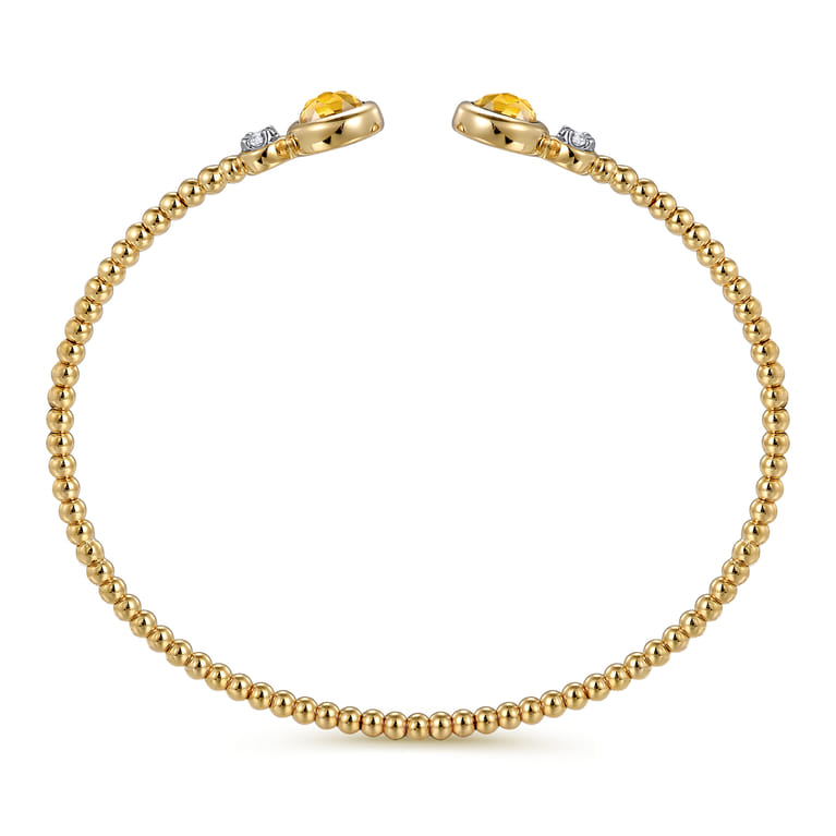 14K White and Yellow Gold Bujukan Diamond and Citrine Bangle - 0.09 ct - Shot 3