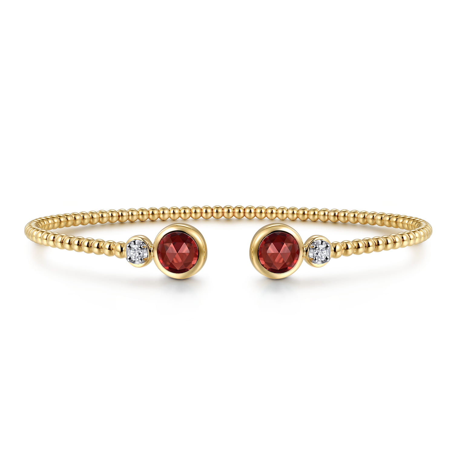 14K White and Yellow Gold Bujukan Diamond and Garnet Bangle - 0.09 ct - Shot 1