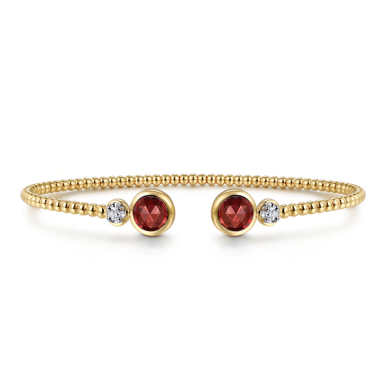 14K White and Yellow Gold Bujukan Diamond and Garnet Bangle - 0.09 ct - Shot 1