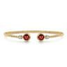 14K White and Yellow Gold Bujukan Diamond and Garnet Bangle - 0.09 ct