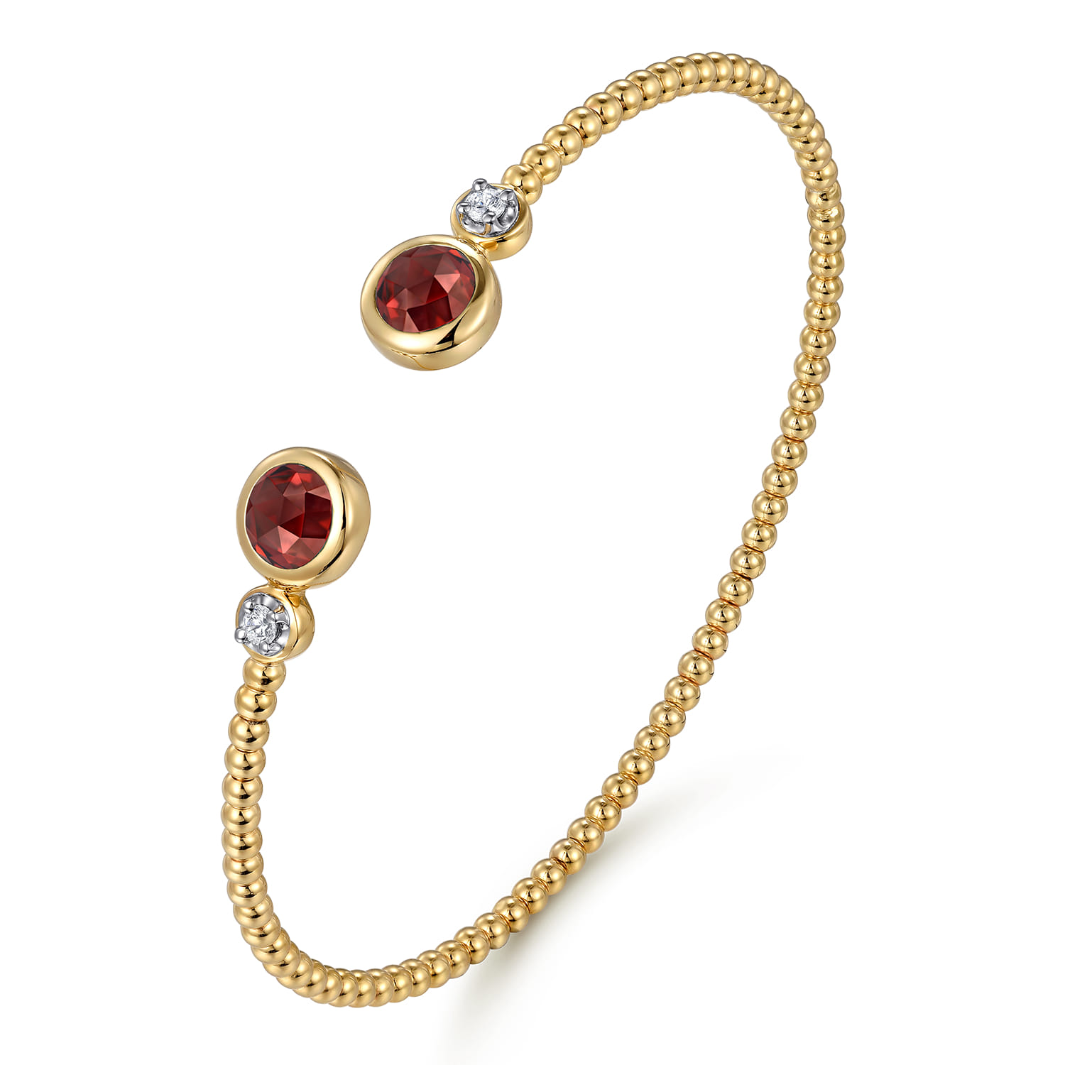 14K White and Yellow Gold Bujukan Diamond and Garnet Bangle - 0.09 ct - Shot 2
