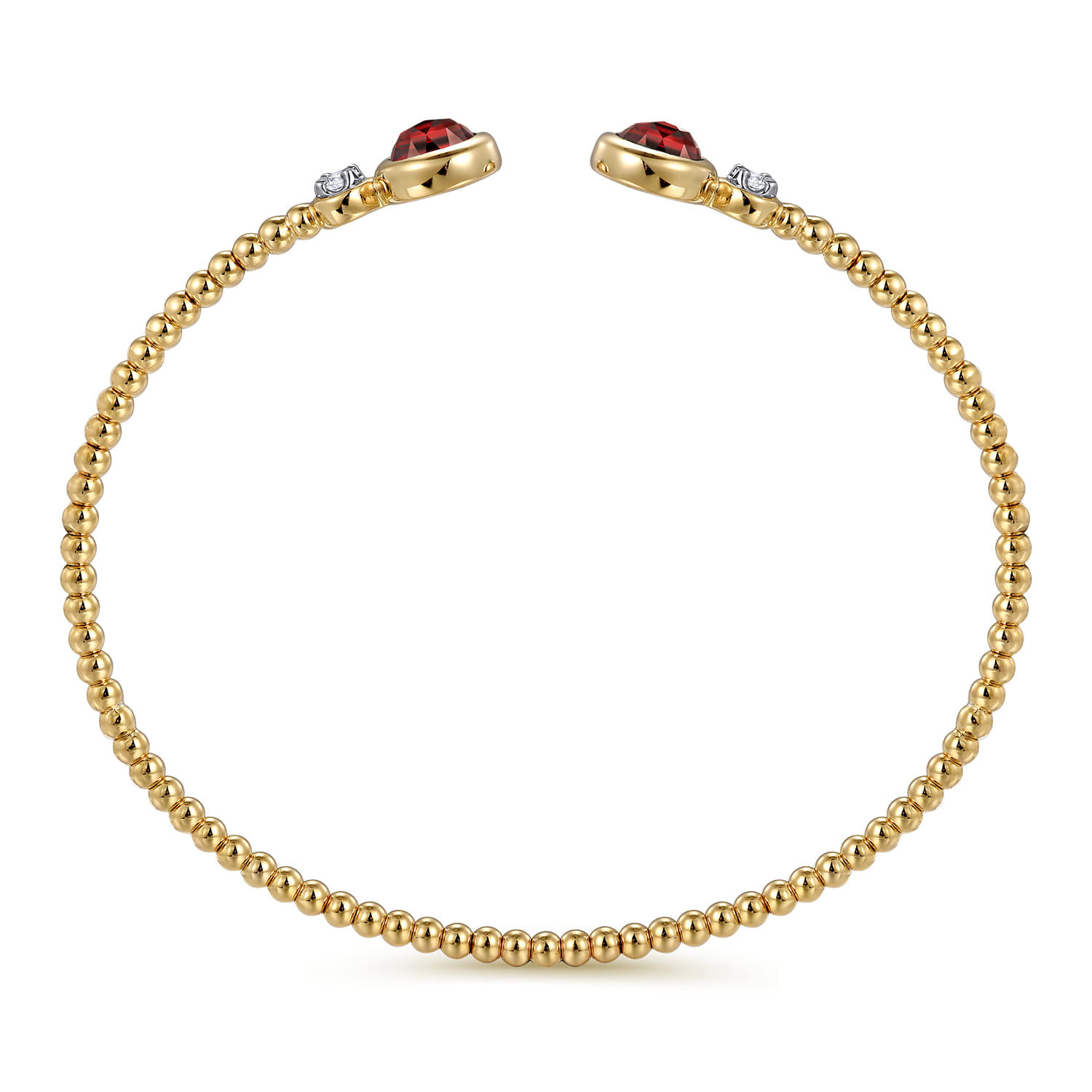 14K White and Yellow Gold Bujukan Diamond and Garnet Bangle - 0.09 ct - Shot 3