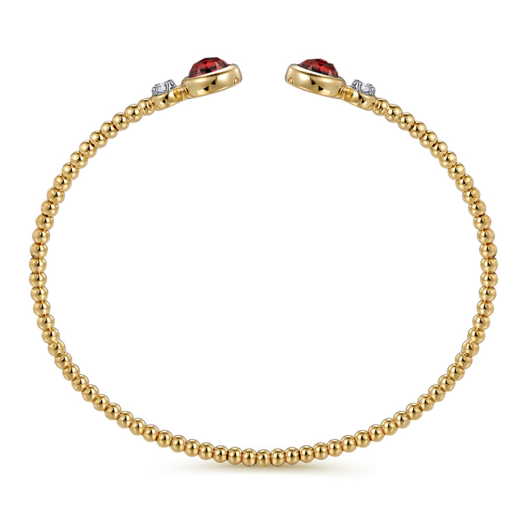 14K White and Yellow Gold Bujukan Diamond and Garnet Bangle - 0.09 ct - Shot 3