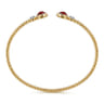 14K White and Yellow Gold Bujukan Diamond and Garnet Bangle - 0.09 ct