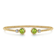 14K White and Yellow Gold Bujukan Diamond and Peridot Bangle