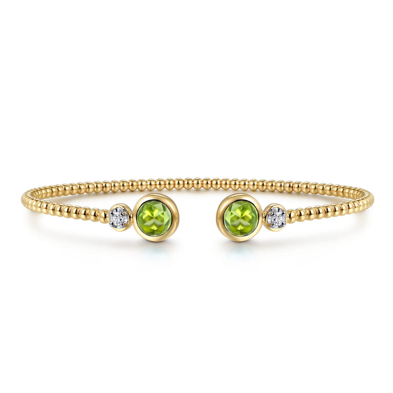 14K White and Yellow Gold Bujukan Diamond and Peridot Bangle - 0.09 ct - Shot 1