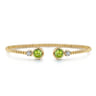 14K White and Yellow Gold Bujukan Diamond and Peridot Bangle - 0.09 ct