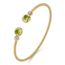 14K White and Yellow Gold Bujukan Diamond and Peridot Bangle - 0.09 ct