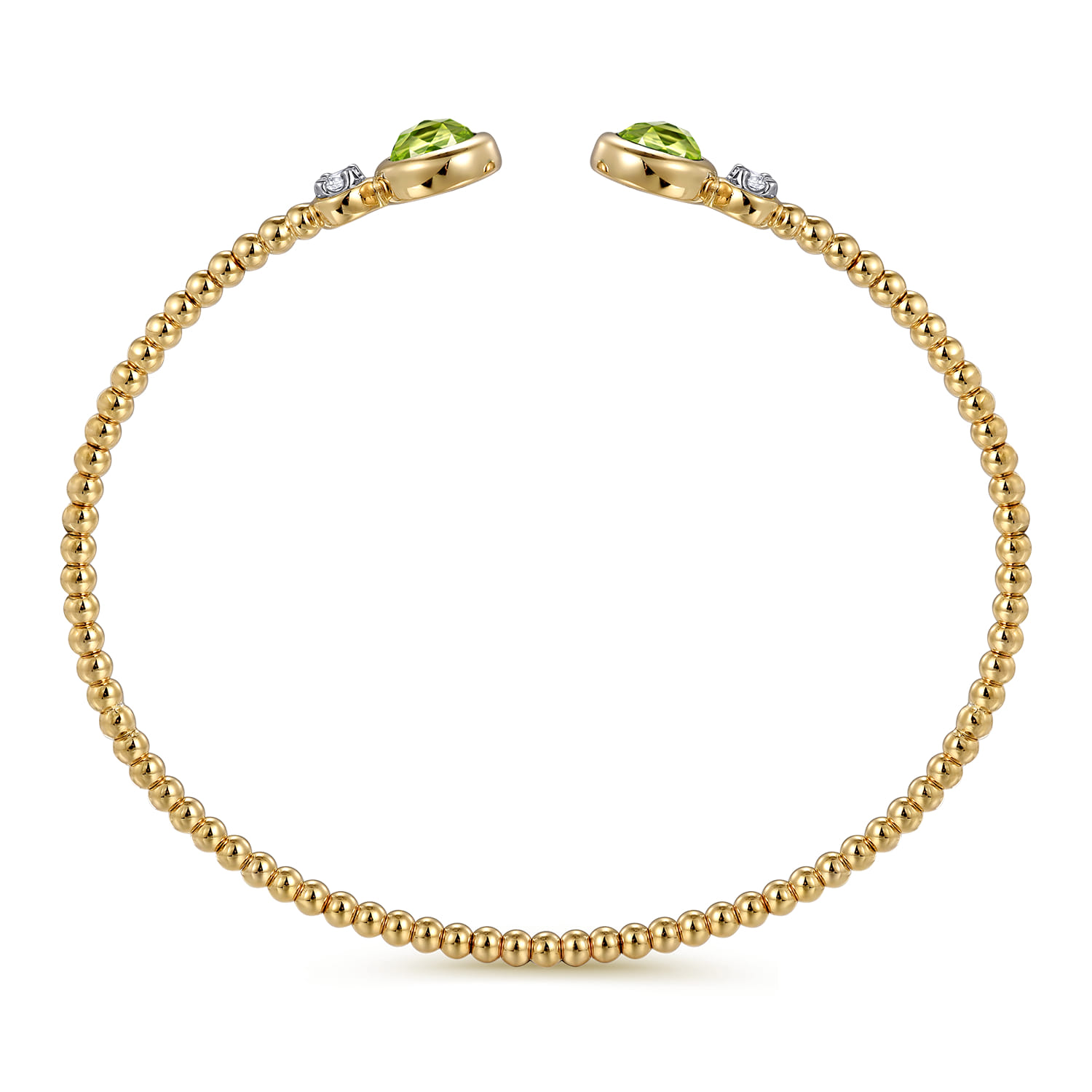 14K White and Yellow Gold Bujukan Diamond and Peridot Bangle - 0.09 ct - Shot 3