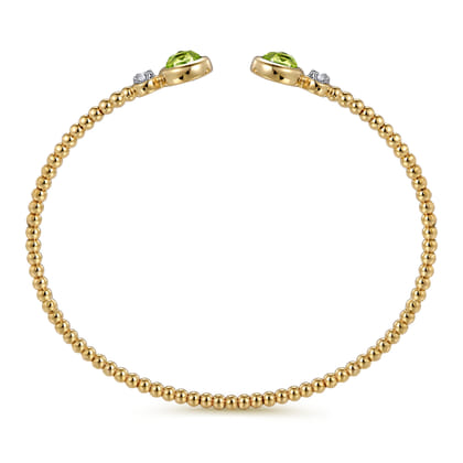 14K White and Yellow Gold Bujukan Diamond and Peridot Bangle
