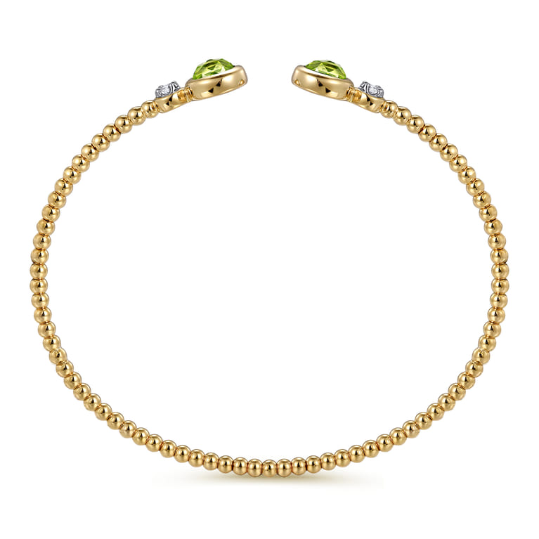 14K White and Yellow Gold Bujukan Diamond and Peridot Bangle - 0.09 ct - Shot 3