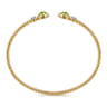 14K White and Yellow Gold Bujukan Diamond and Peridot Bangle - 0.09 ct
