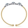 14K White and Yellow Gold Bujukan Diamond and Rock Crystal and Turquoise Bangle - 0.5 ct