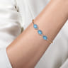 14K White and Yellow Gold Bujukan Diamond and Rock Crystal and Turquoise Bangle - 0.5 ct