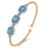 14K White and Yellow Gold Bujukan Diamond and Rock Crystal and Turquoise Bangle - 0.5 ct