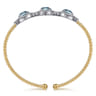 14K White and Yellow Gold Bujukan Diamond and Rock Crystal and Turquoise Bangle - 0.5 ct