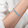 14K White and Yellow Gold Bujukan Diamond and Rock Crystal and Turquoise Bangle - 0.5 ct