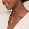 14K White and Yellow Gold Bujukan Graduating Diamond Heart Pendant Necklace - 0.18 ct