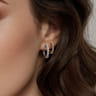 14K White and Yellow Gold Bujukan and Diamond Stuggies Earrings - 0.35 ct