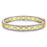 14K White and Yellow Gold Chain Link Bangle with Diamond Frame - 0.8 ct