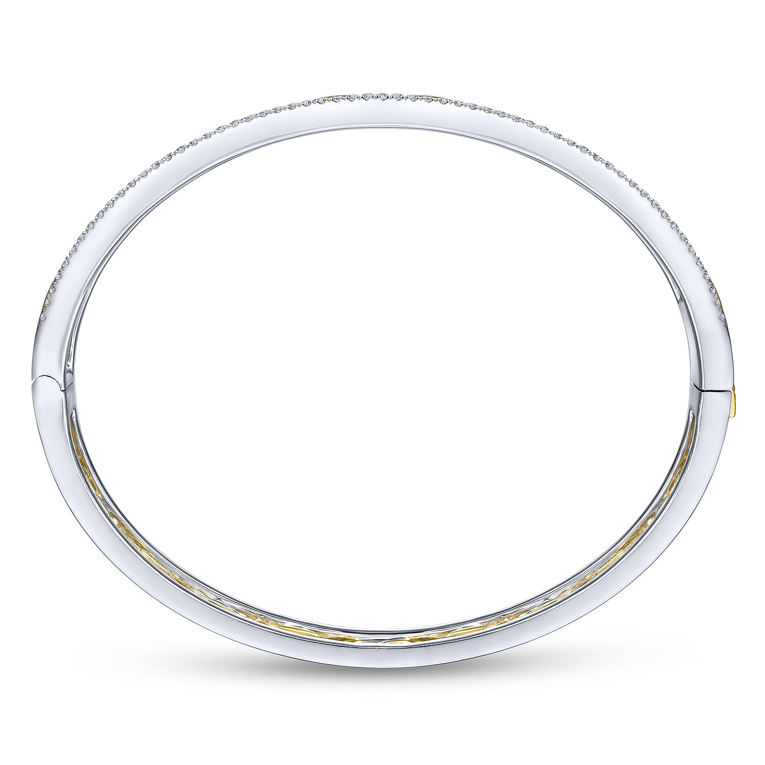 14K White and Yellow Gold Chain Link Bangle with Diamond Frame - 0.8 ct - Shot 3
