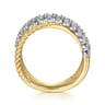 14K White and Yellow Gold Diamond And Rope Criss Cross Ladies Ring - 0.35 ct