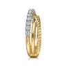 14K White and Yellow Gold Diamond And Rope Criss Cross Ladies Ring - 0.35 ct