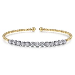 14K White and Yellow Gold Diamond Bangle